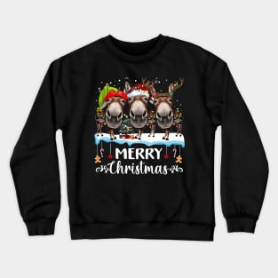 Funny Donkey Xmas Color Lights Merry Christmas Crewneck Sweatshirt